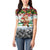Iraq Christmas Women Polo Shirt with Santa Carrying Gift Bag Flag Garland and Snowflake Plaid Pattern - Wonder Print Shop