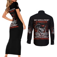 My 'give A F' Is Broken Couples Matching Short Sleeve Bodycon Dress and Long Sleeve Button Shirt - Wonder Print Shop