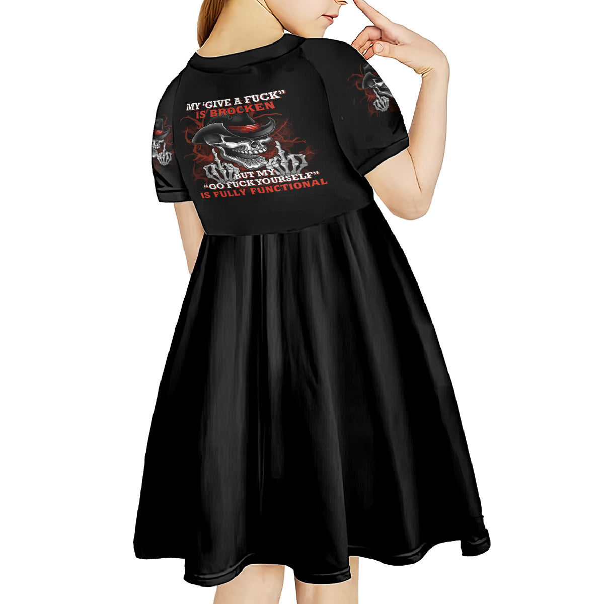 My 'give A F' Is Broken Kid Short Sleeve Dress - Wonder Print Shop