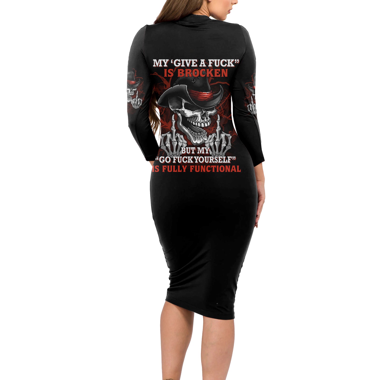 My 'give A F' Is Broken Long Sleeve Bodycon Dress - Wonder Print Shop