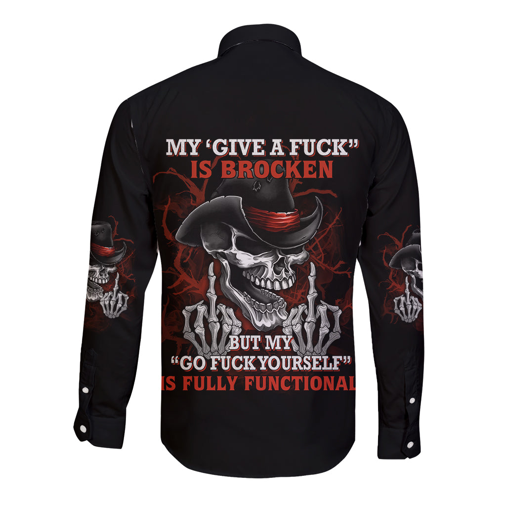 My 'give A F' Is Broken Long Sleeve Button Shirt - Wonder Print Shop