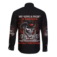 My 'give A F' Is Broken Long Sleeve Button Shirt - Wonder Print Shop