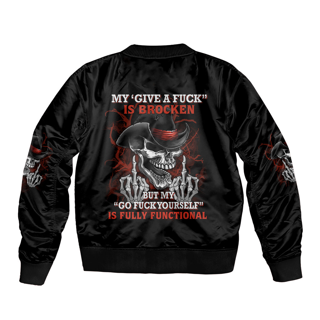 My 'give A F' Is Broken Sleeve Zip Bomber Jacket - Wonder Print Shop