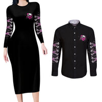 I'm A B Don't Try Me Rose Skull Couples Matching Long Sleeve Bodycon Dress and Long Sleeve Button Shirt - Wonder Print Shop