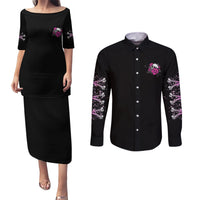 I'm A B Don't Try Me Rose Skull Couples Matching Puletasi Dress and Long Sleeve Button Shirt - Wonder Print Shop