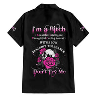 I'm A B Don't Try Me Rose Skull Family Matching Long Sleeve Bodycon Dress and Hawaiian Shirt - Wonder Print Shop