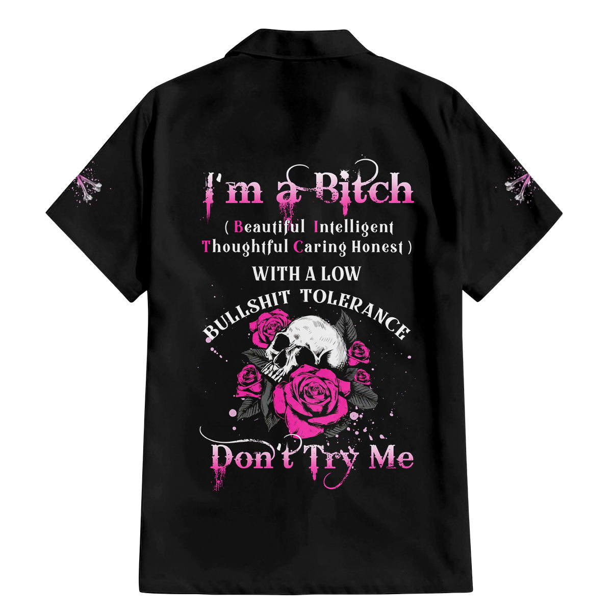 I'm A B Don't Try Me Rose Skull Family Matching Mermaid Dress and Hawaiian Shirt - Wonder Print Shop