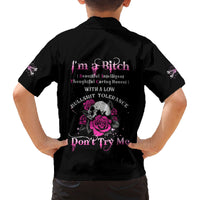 I'm A B Don't Try Me Rose Skull Family Matching Off Shoulder Maxi Dress and Hawaiian Shirt - Wonder Print Shop
