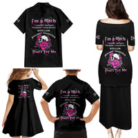 I'm A B Don't Try Me Rose Skull Family Matching Puletasi Dress and Hawaiian Shirt - Wonder Print Shop