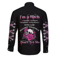 I'm A B Don't Try Me Rose Skull Family Matching Puletasi Dress and Hawaiian Shirt - Wonder Print Shop