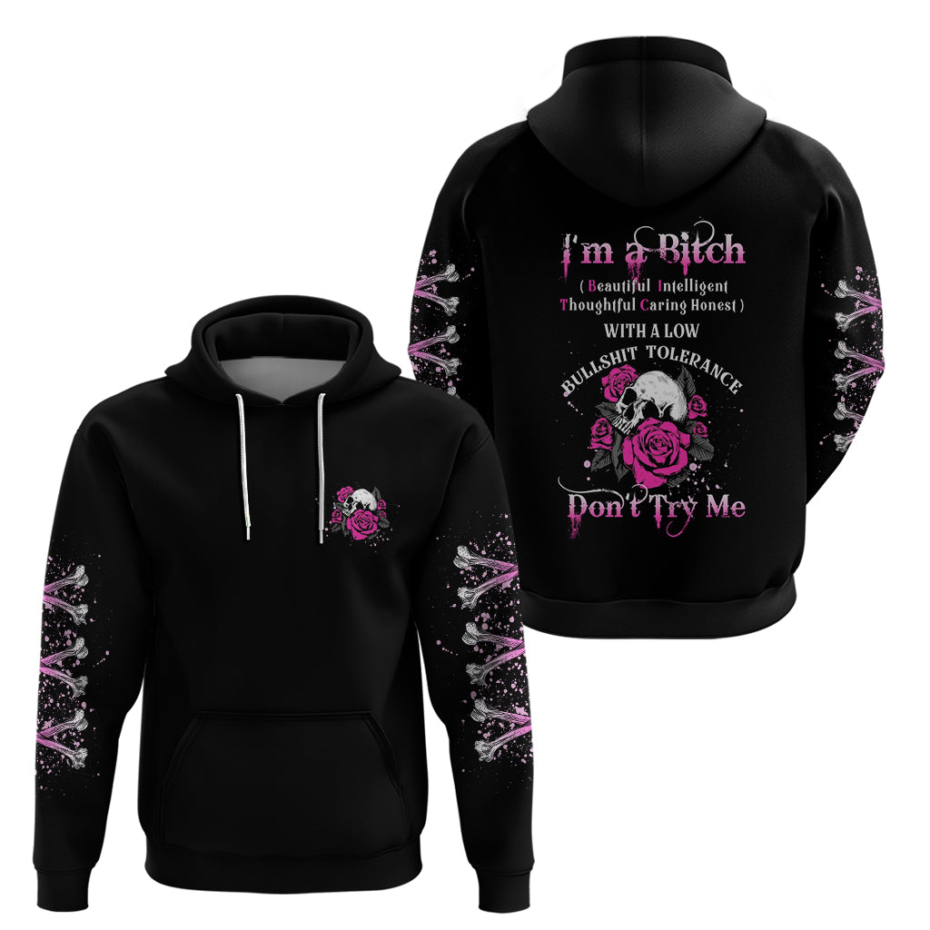 I'm A B Don't Try Me Rose Skull Hoodie - Wonder Print Shop