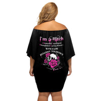 I'm A B Don't Try Me Rose Skull Off Shoulder Short Dress - Wonder Print Shop