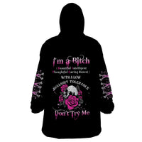 I'm A B Don't Try Me Rose Skull Wearable Blanket Hoodie - Wonder Print Shop