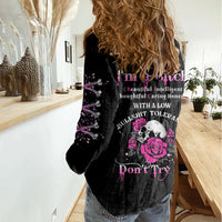 I'm A B Don't Try Me Rose Skull Women Casual Shirt - Wonder Print Shop