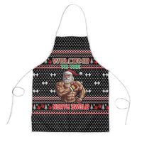Bodybuilder Santa Christmas Apron with Welcome to the North Swole Quote and Dumbbell - Wonder Print Shop