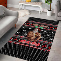 Bodybuilder Santa Christmas Area Rug with Welcome to the North Swole Quote and Dumbbell - Wonder Print Shop