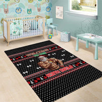 Bodybuilder Santa Christmas Area Rug with Welcome to the North Swole Quote and Dumbbell - Wonder Print Shop