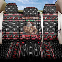 Bodybuilder Santa Christmas Back Car Seat Cover with Welcome to the North Swole Quote and Dumbbell - Wonder Print Shop