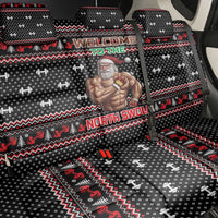 Bodybuilder Santa Christmas Back Car Seat Cover with Welcome to the North Swole Quote and Dumbbell - Wonder Print Shop