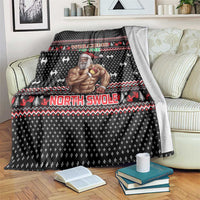 Bodybuilder Santa Christmas Blanket with Welcome to the North Swole Quote and Dumbbell - Wonder Print Shop