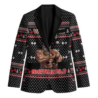 Bodybuilder Santa Christmas Blazer with Welcome to the North Swole Quote and Dumbbell - Wonder Print Shop