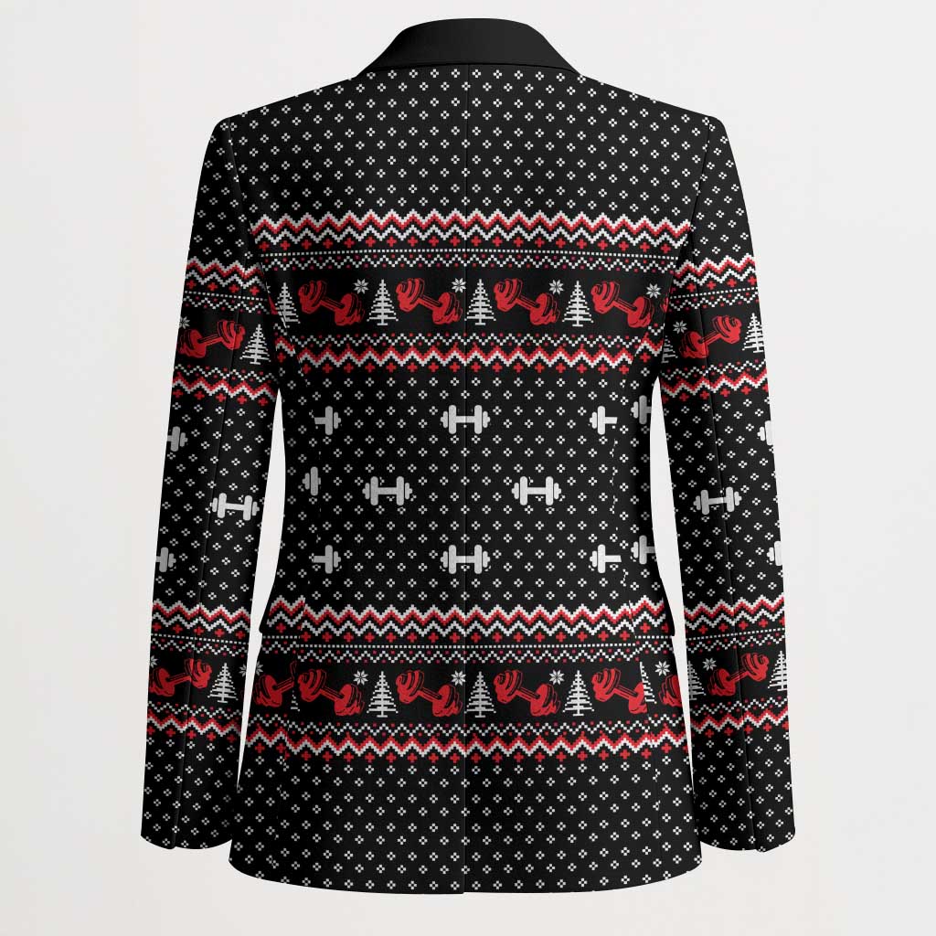 Bodybuilder Santa Christmas Blazer with Welcome to the North Swole Quote and Dumbbell - Wonder Print Shop