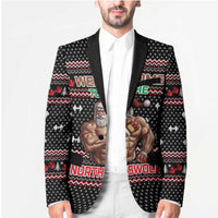 Bodybuilder Santa Christmas Blazer with Welcome to the North Swole Quote and Dumbbell - Wonder Print Shop
