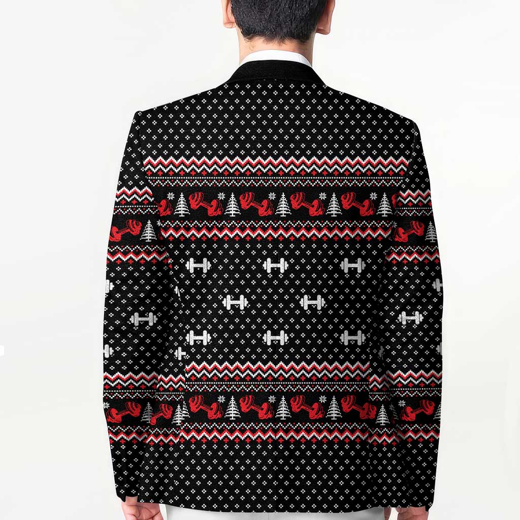 Bodybuilder Santa Christmas Blazer with Welcome to the North Swole Quote and Dumbbell - Wonder Print Shop