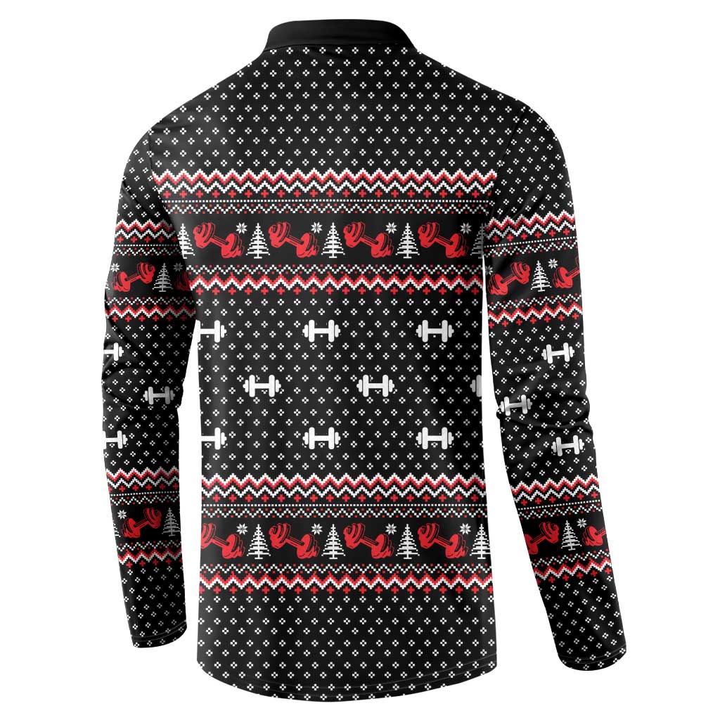 Bodybuilder Santa Christmas Button Sweatshirt with Welcome to the North Swole Quote and Dumbbell - Wonder Print Shop