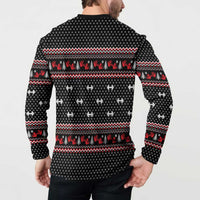 Bodybuilder Santa Christmas Button Sweatshirt with Welcome to the North Swole Quote and Dumbbell - Wonder Print Shop