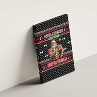 Bodybuilder Santa Christmas Canvas Wall Art with Welcome to the North Swole Quote and Dumbbell - Wonder Print Shop