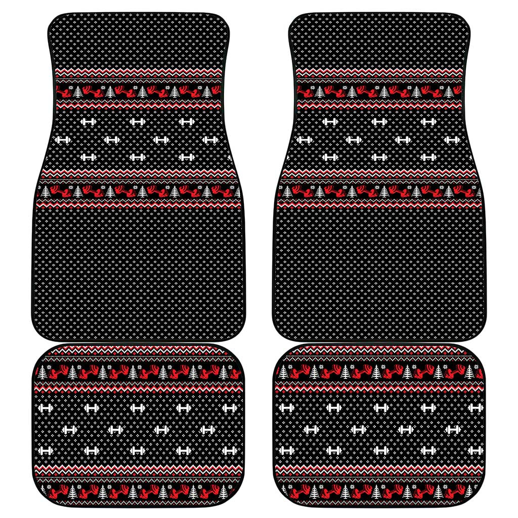 Bodybuilder Santa Christmas Car Mats with Welcome to the North Swole Quote and Dumbbell - Wonder Print Shop