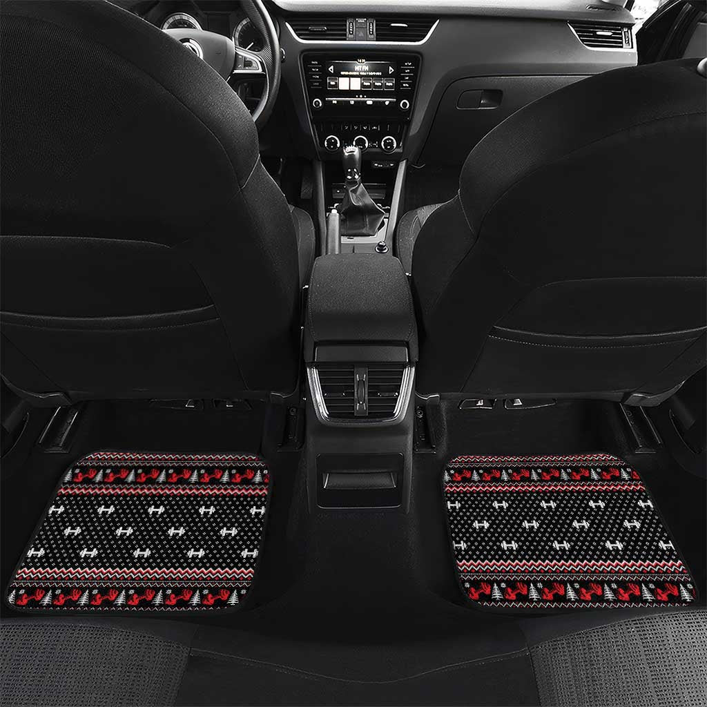 Bodybuilder Santa Christmas Car Mats with Welcome to the North Swole Quote and Dumbbell - Wonder Print Shop