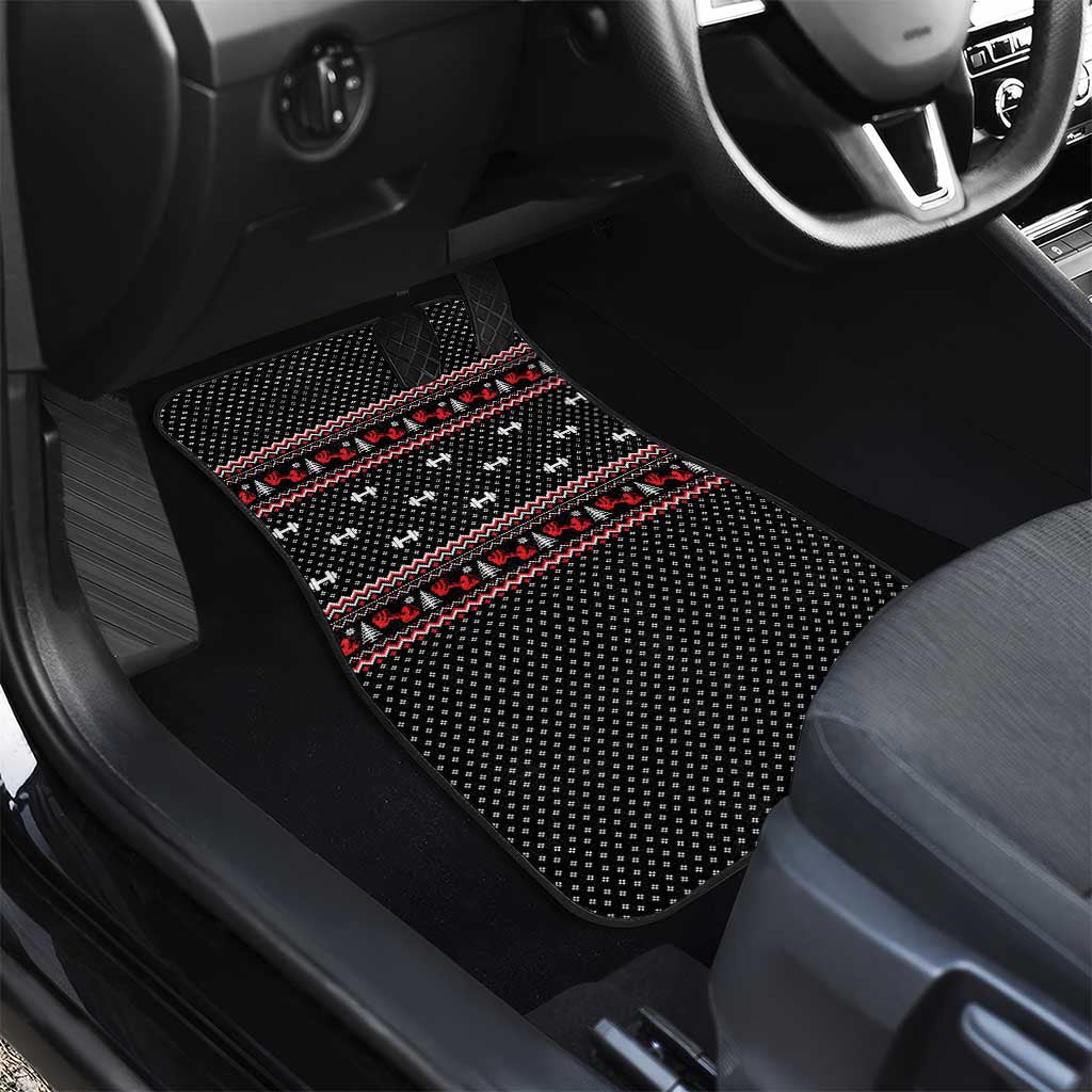 Bodybuilder Santa Christmas Car Mats with Welcome to the North Swole Quote and Dumbbell - Wonder Print Shop