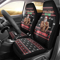 Bodybuilder Santa Christmas Car Seat Cover with Welcome to the North Swole Quote and Dumbbell - Wonder Print Shop