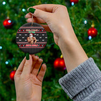 Bodybuilder Santa Christmas Ceramic Ornament with Welcome to the North Swole Quote and Dumbbell - Wonder Print Shop