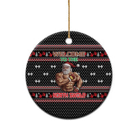 Bodybuilder Santa Christmas Ceramic Ornament with Welcome to the North Swole Quote and Dumbbell - Wonder Print Shop
