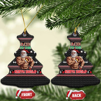 Bodybuilder Santa Christmas Ceramic Ornament with Welcome to the North Swole Quote and Dumbbell - Wonder Print Shop