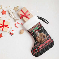 Bodybuilder Santa Christmas Stocking with Welcome to the North Swole Quote and Dumbbell - Wonder Print Shop