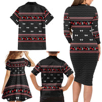 Bodybuilder Santa Christmas Family Matching Long Sleeve Bodycon Dress and Hawaiian Shirt with Welcome to the North Swole Quote and Dumbbell - Wonder Print Shop