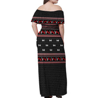 Bodybuilder Santa Christmas Family Matching Off Shoulder Maxi Dress and Hawaiian Shirt with Welcome to the North Swole Quote and Dumbbell - Wonder Print Shop