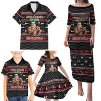 Bodybuilder Santa Christmas Family Matching Puletasi and Hawaiian Shirt with Welcome to the North Swole Quote and Dumbbell - Wonder Print Shop