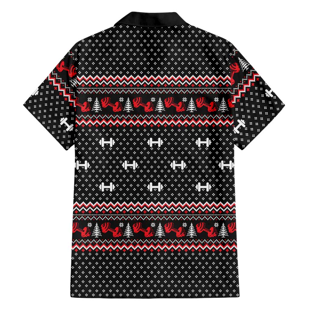 Bodybuilder Santa Christmas Family Matching Short Sleeve Bodycon Dress and Hawaiian Shirt with Welcome to the North Swole Quote and Dumbbell - Wonder Print Shop