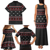 Bodybuilder Santa Christmas Family Matching Tank Maxi Dress and Hawaiian Shirt with Welcome to the North Swole Quote and Dumbbell - Wonder Print Shop