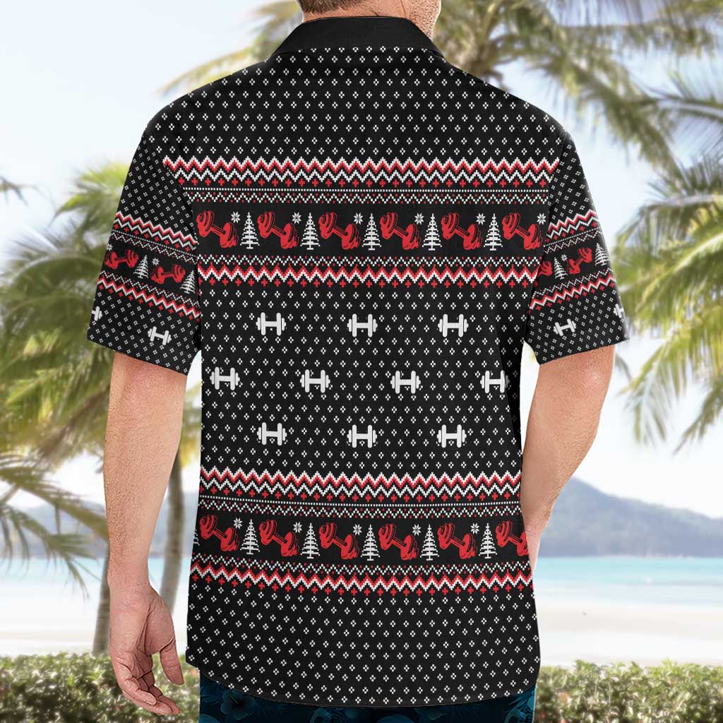 Bodybuilder Santa Christmas Hawaiian Shirt with Welcome to the North Swole Quote and Dumbbell - Wonder Print Shop