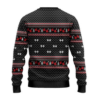 Bodybuilder Santa Christmas Ugly Christmas Sweater with Welcome to the North Swole Quote and Dumbbell - Wonder Print Shop