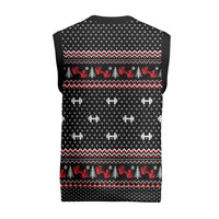 Bodybuilder Santa Christmas Knitted V-Neck Vest with Welcome to the North Swole Quote and Dumbbell - Wonder Print Shop