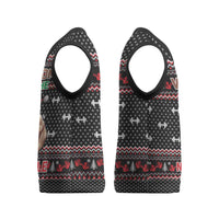 Bodybuilder Santa Christmas Knitted V-Neck Vest with Welcome to the North Swole Quote and Dumbbell - Wonder Print Shop