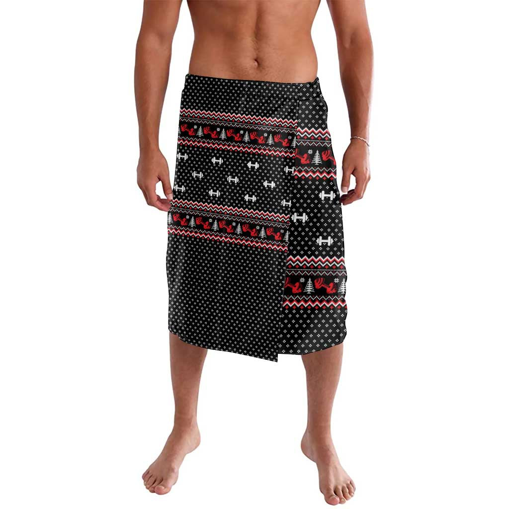 Bodybuilder Santa Christmas Lavalava with Welcome to the North Swole Quote and Dumbbell - Wonder Print Shop