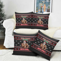 Bodybuilder Santa Christmas Pillow Cover with Welcome to the North Swole Quote and Dumbbell - Wonder Print Shop